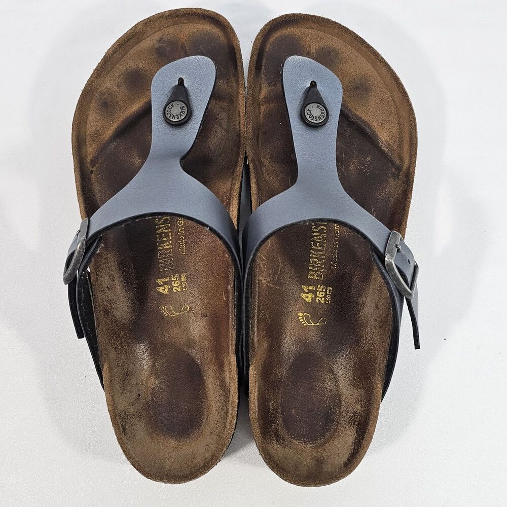 Birkenstock Gizeh Thong Comfort Sandal Unisex Onyx Size 41 L10 M8 Cork Footbed - Picture 5 of 9
